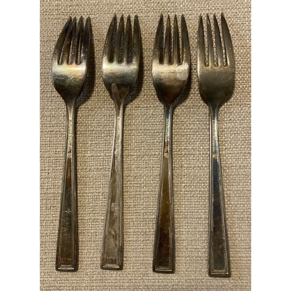 Vtg National Silver Co Silverware King Edward Cavalcade 22 Pc Set Antique